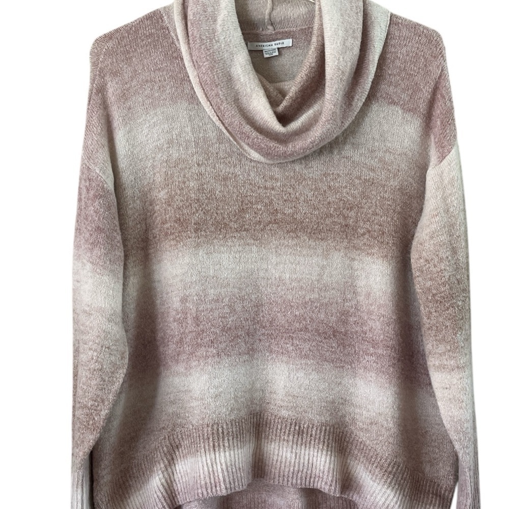 American Eagle Outfitters Pink Ombre Cowl Neck Sweater Hi Low Hemline Size XS